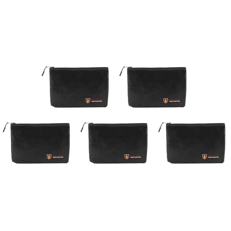 5X Fireproof Document Bags, Waterproof And Fireproof Bag With Fireproof Zipper For Ipad, Money, Jewelry, Passport