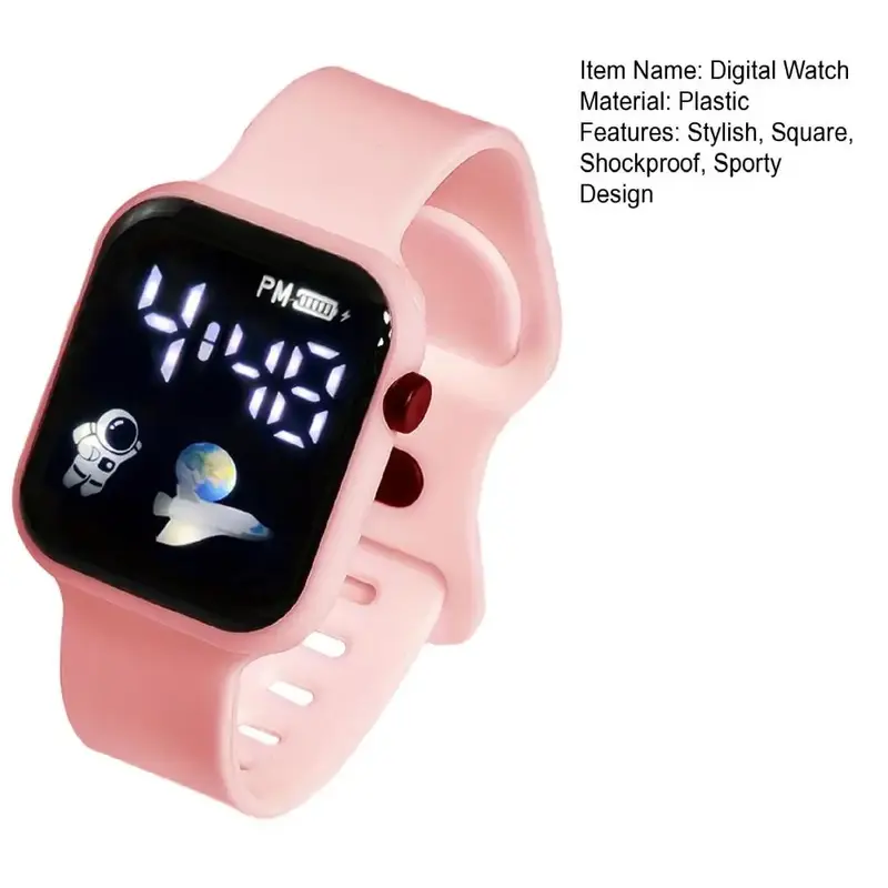 Jam tangan Led anak-anak jam tangan olahraga Digital jam tangan elektronik anti air Spaceman tali silikon untuk hadiah anak laki-laki dan perempuan