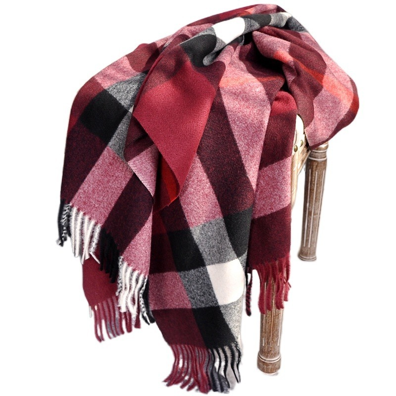 男性と女性のための市松模様のスカーフ,厚いブランドのショール,暖かい,英国スタイル,冬のスカーフ,2022