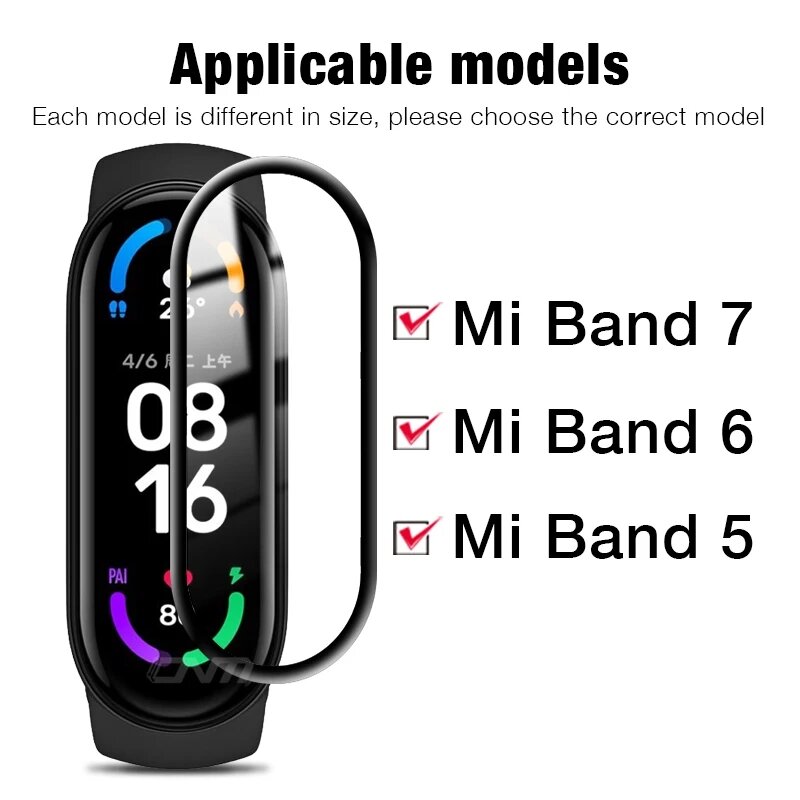 Protetor de Tela de Vidro Macio para Xiaomi, Capa Protetora para Mi Band 5, 6, Nfc, Pulseira Global Smart Watch Strap