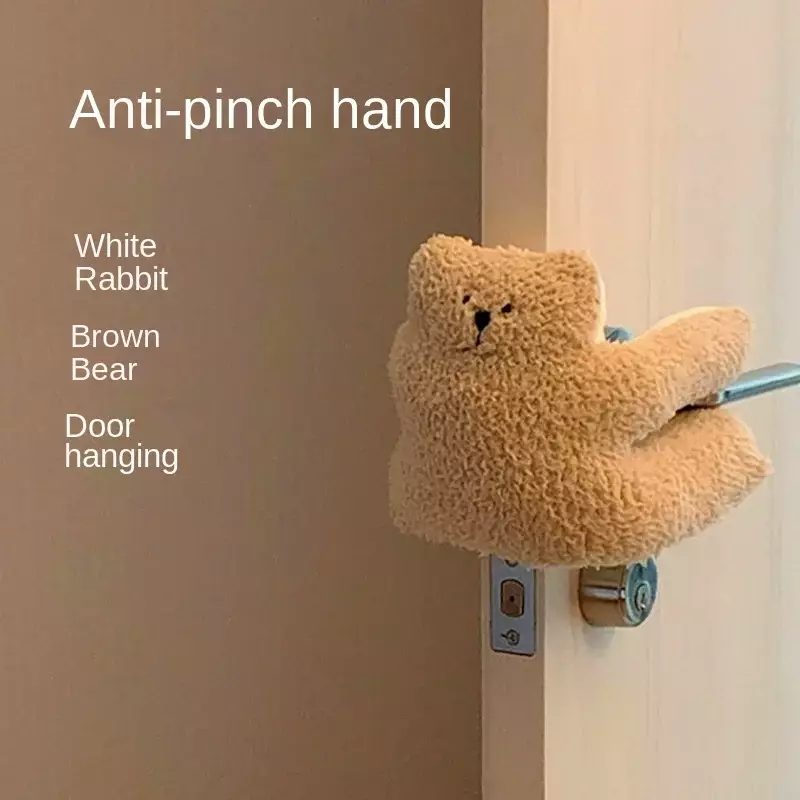 Textura macia Bear Doll Door Stopper, Finger Safety Guard, Anti-Pinch Guard, Prevenir Slamming, Proofing, Moda