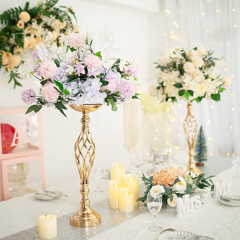 Kwiaty ślubne metalowe świeczniki Road Lead świecznik Centerpieces kula z kwiatów świecznik stojak wazon dekoracje domowe na przyjęcie