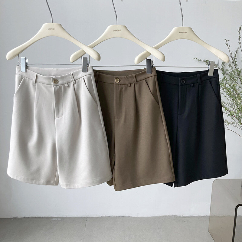 Винтажная офисная одежда ZHISILAO, шорты до колена, женские элегантные рабочие шорты с высокой талией, лето 2023