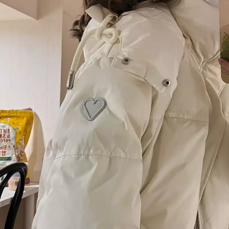 Abrigo grueso de cuello alto para mujer, chaqueta holgada de manga larga con capucha, Parka cálida de algodón de gran tamaño, color liso, invierno, 2023
