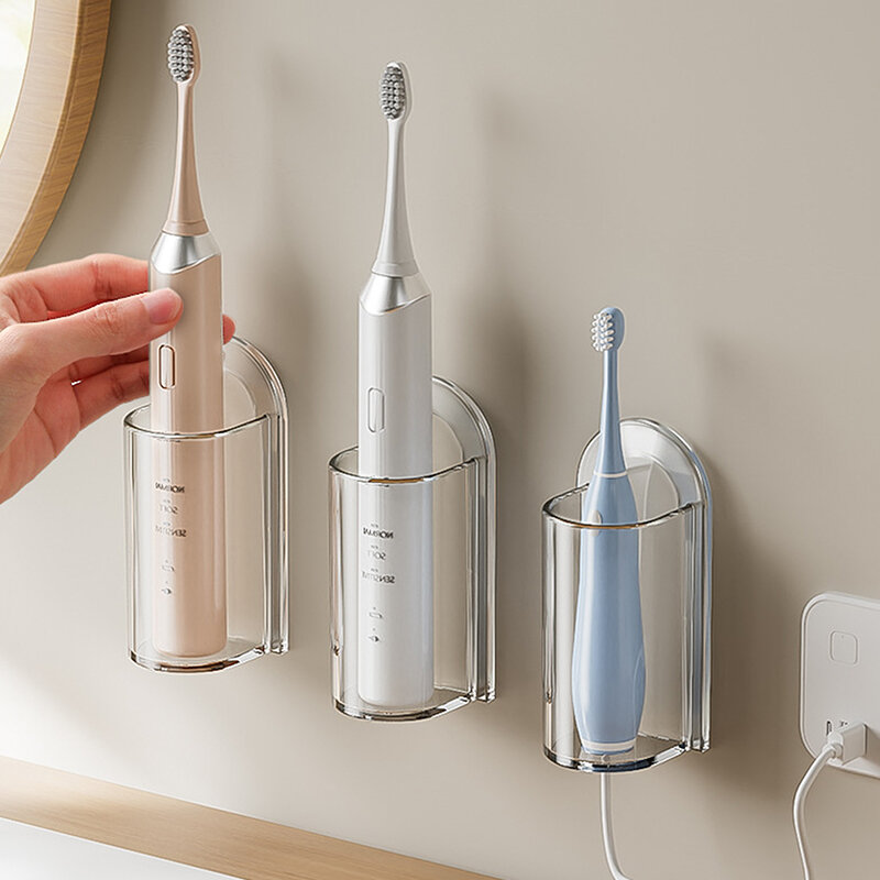 Wall-Montado Toothbrush Suporte Elétrico, Espaço Saving Stand Rack, Organizador Do Banheiro, Caixa De Armazenamento, Acessórios