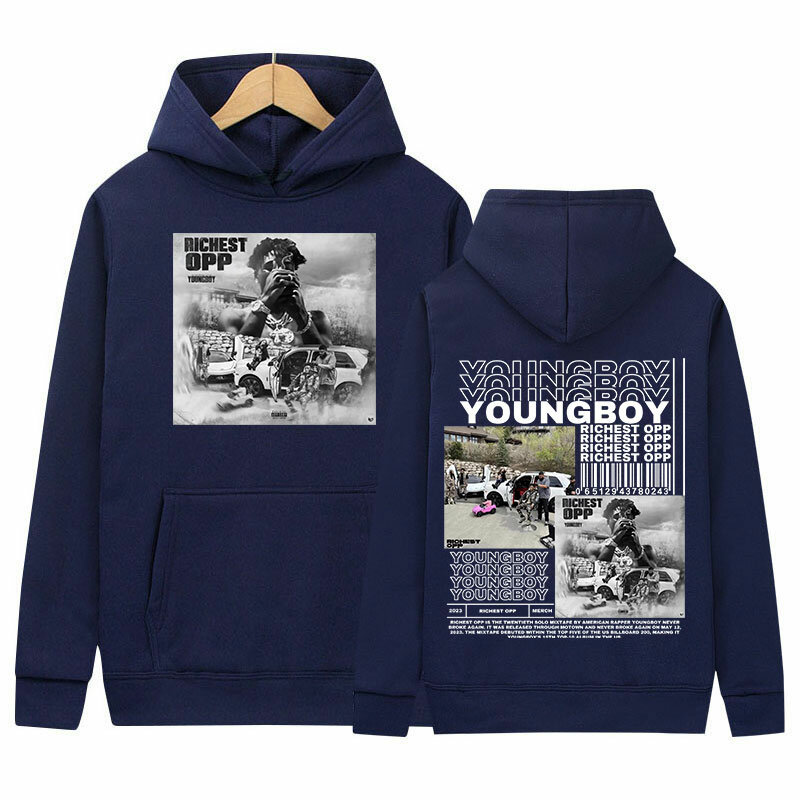 Rapper YoungBoy 2023 Music Album Graphic felpa con cappuccio da uomo Hip Hop Trend Retro Pullover felpa Unisex Punk Gothic abbigliamento con cappuccio
