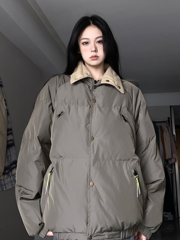 Однотонные базовые теплые пуховики, Женское зимнее пальто с высоким воротником 2023, утепленное удобное высококачественное пальто, ветрозащитное пальто