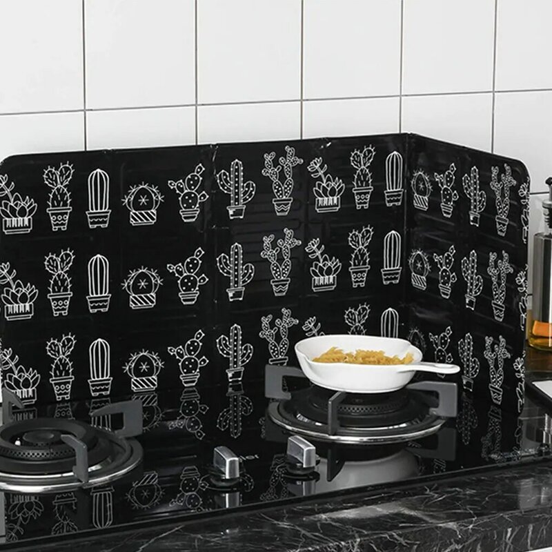 Foldable Non-stick Kitchen Gas Stove Baffle Plate Board 3 Sided Anti Splatter Guard For Stove
