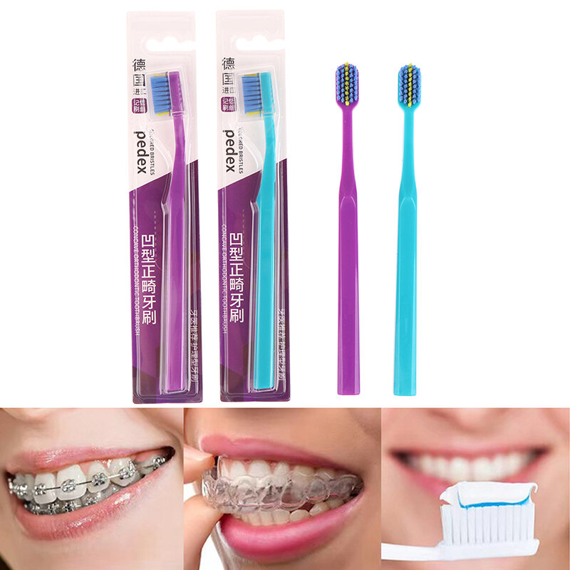 Cepillos de dientes de ortodoncia para adultos, cepillo de dientes de cerdas suaves para el cuidado de la salud Oral, 1 unidad