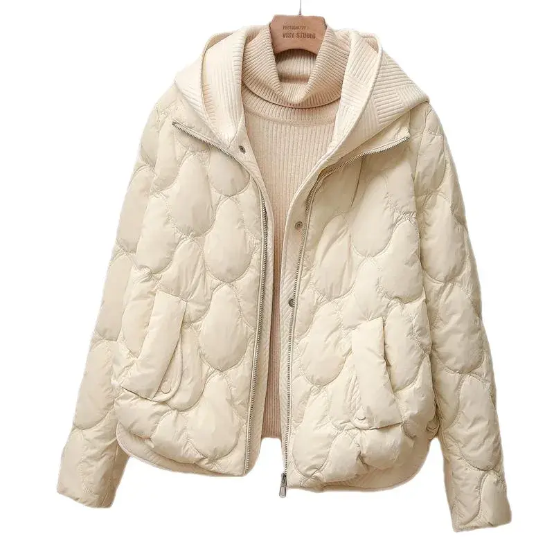 Jaket parka wanita, jaket hangat kasual mantel musim dingin 2023 gaya Korea longgar nyaman berlapis