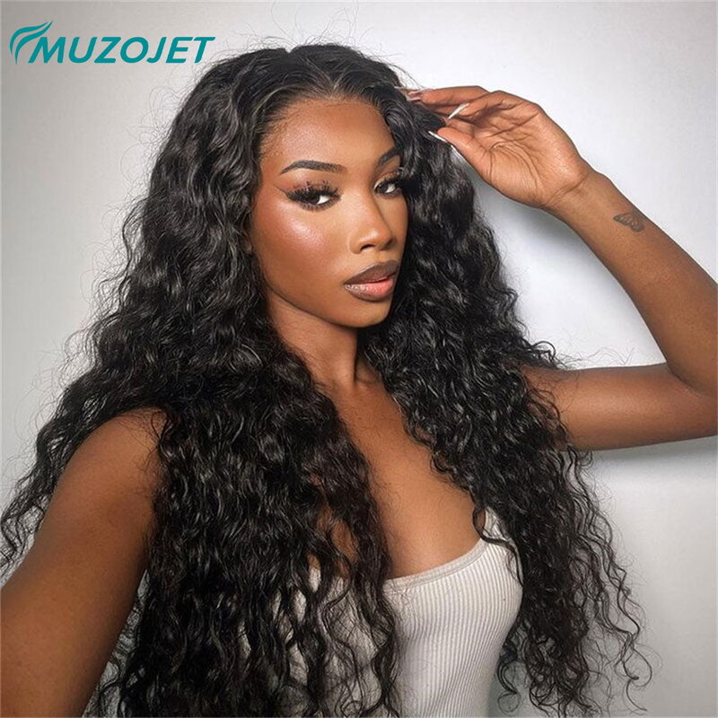 MUZOJET-Perruque Lace Front Wig Brésilienne Naturelle Bouclée, Cheveux Ondulés, 13x4, Pre-Plucked, Naissance des Cheveux, Transparent HD, pour Femme