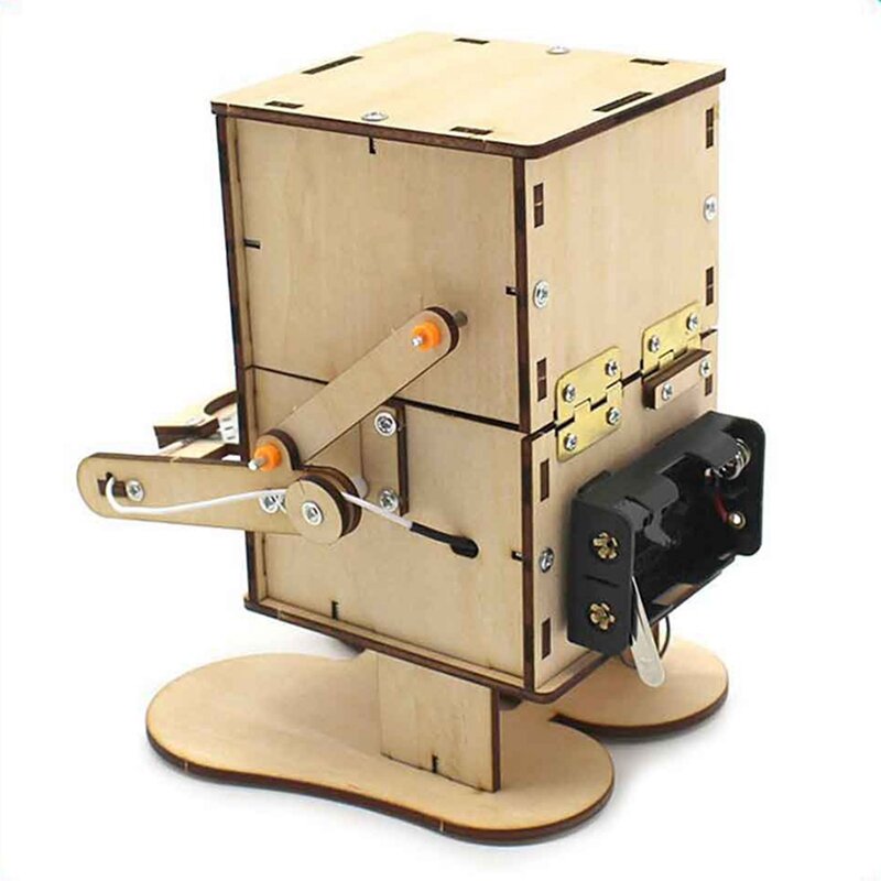 DIY Stem Toys Wood Model Coin Swallowing Robot Puzzle Toy Technology Science Education Kit Toys For Kids-Drop Ship