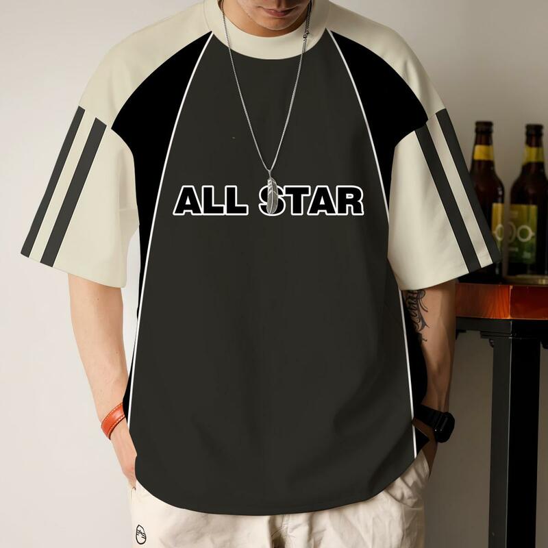 T-shirt à manches courtes imprimé patchwork 3D pour hommes, t-shirts de rue, t-shirts hip hop, vêtements à la mode