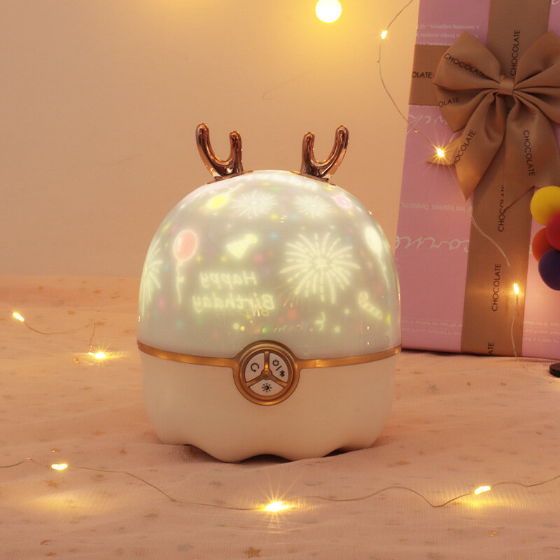 Детский Рождественский подарок на день рождения, романтическая проекционная лампа со звездой, креативная детская атмосферная лампа с милым питомцем