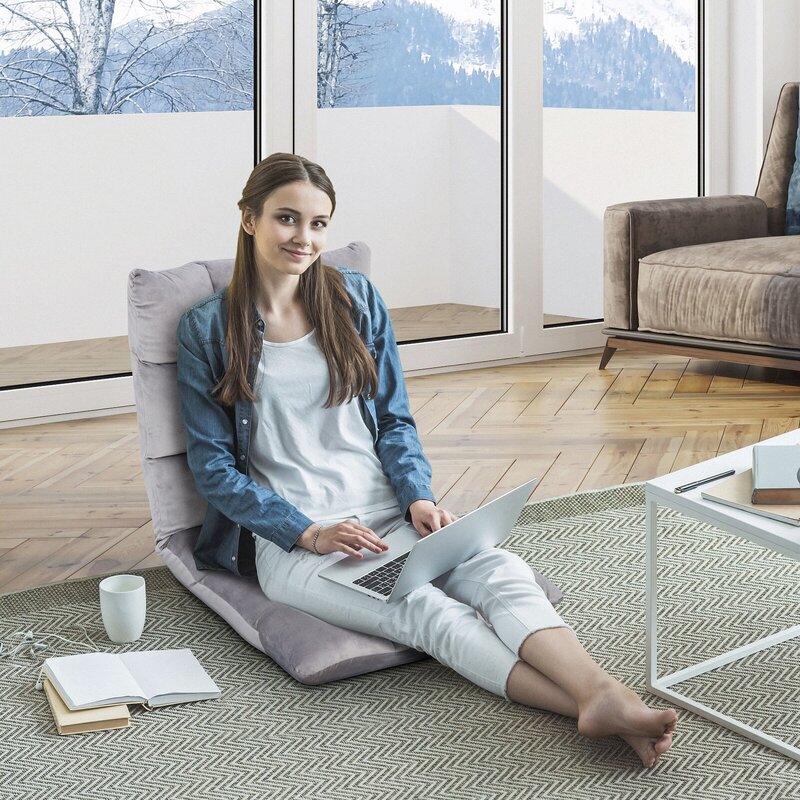 Silla de suelo ajustable para juegos, asiento de sofá de espuma viscoelástica con respaldo, color gris, envío gratis