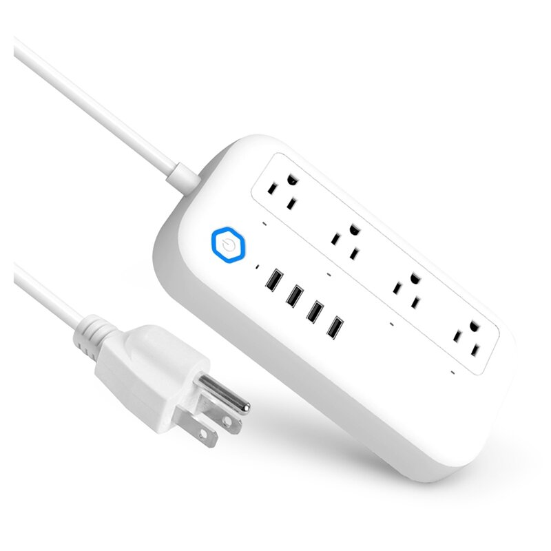 YPS11 Wifi Smart Power Strip With 4 Outlets 4 USB Ports,Wifi Remote Control Power Strip Wireless Outlet (US Plug)