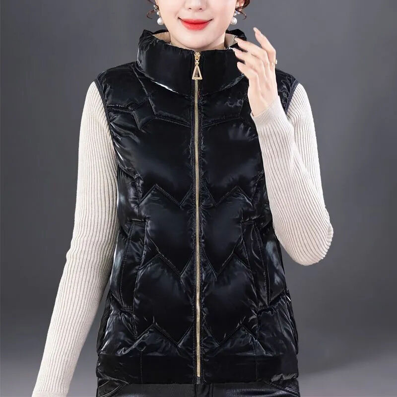 Jaqueta feminina de algodão sem lavagem, colete fino, colete grande, outwear, roupa exterior, nova moda, outono, inverno, 5XL