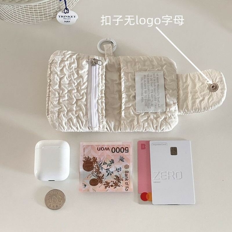 Dompet kartu sederhana untuk wanita, dompet penyimpanan koin lucu portabel Mini warna hitam krem modis 1 buah