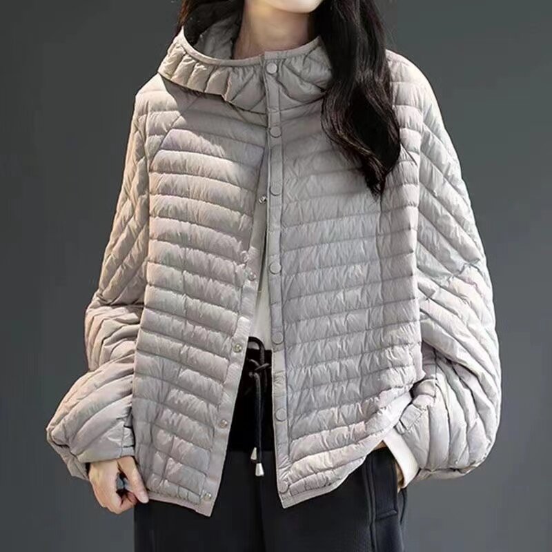 2024 nowa jesienna zimowa kurtka damska lekka puchowa z kapturem, bawełniana kurtka luźna, ciepła odzież wierzchnia