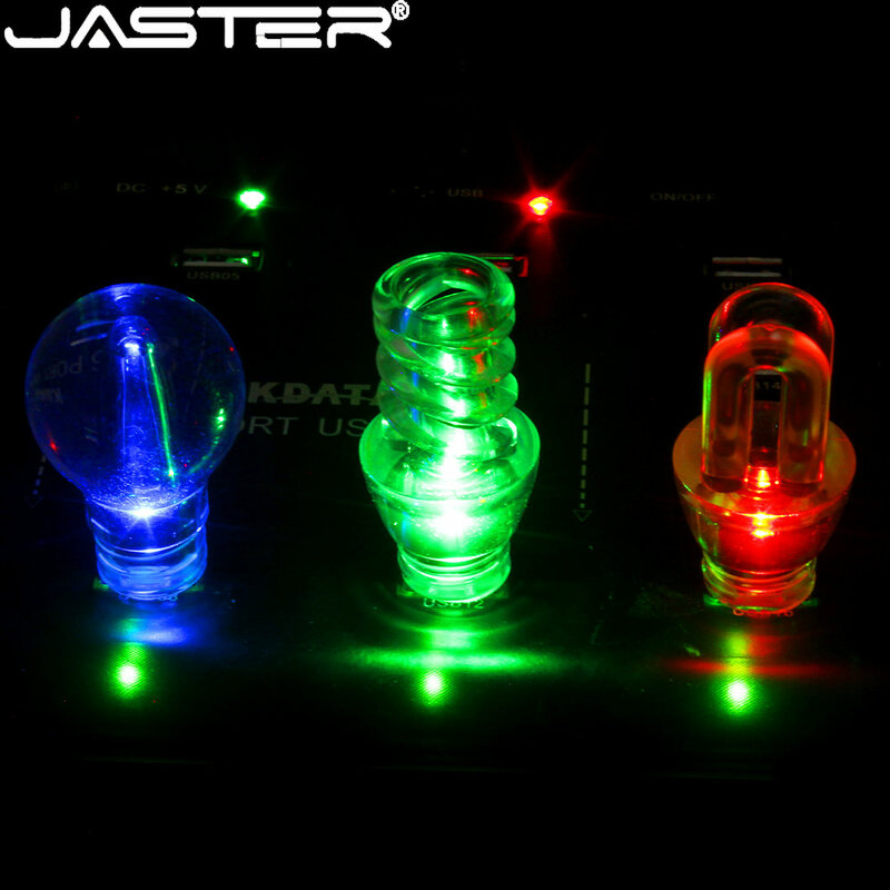 JASTER nowy czerwony dysk lampa błyskowa LED pendrivy 64GB 32GB niebieski wodoodporny dysk 16GB USB 2.0 8GB Pendrive Pendrive prezenty ślubne