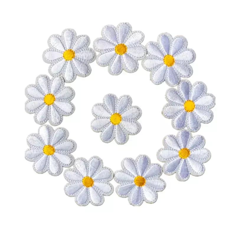 10PCS Embroidery Daisy Sunflower Flowers Sew Iron On Patch Badges Daisy Bag Hat Jeans Clothes Applique DIY Crafts