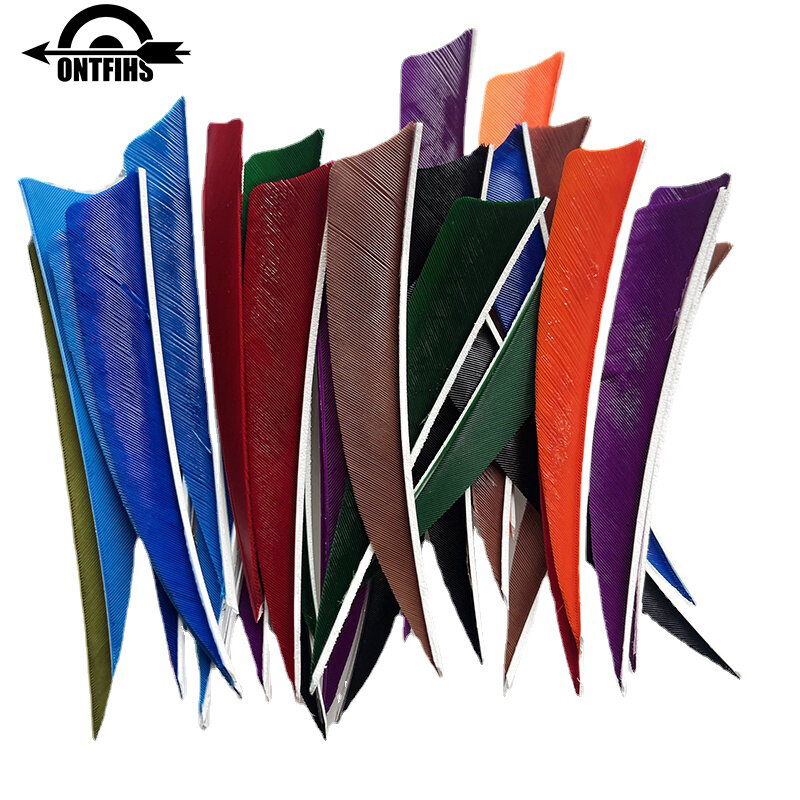 ONTFIHS-Arco e flecha penas para a asa direita, caça acessórios, escudo, Fletching, 4 ", 100pcs