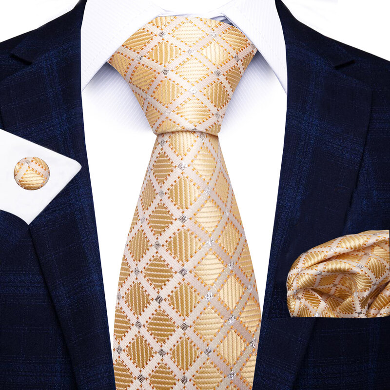 Corbata de seda de lujo para hombre, conjunto de gemelos cuadrados de bolsillo, accesorios de ropa, día conmemorativo de lunares, gran oferta