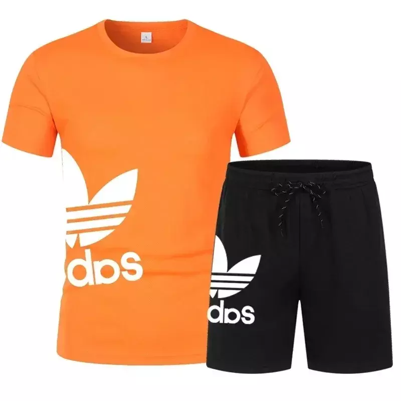 Ropa deportiva para hombre, traje de verano, camiseta de manga corta y pantalones cortos, conjunto de 2 piezas de secado rápido, novedad de 2024