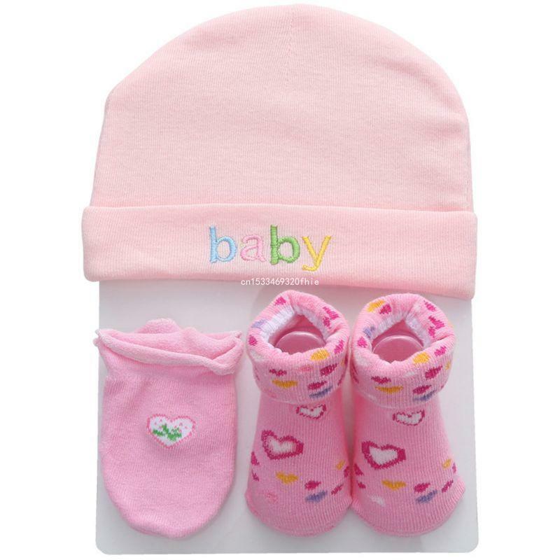 3 pçs infantil bebê desenhos animados chapéu luva meias conjunto chapéus recém-nascidos conjunto para bebê meninas meninos