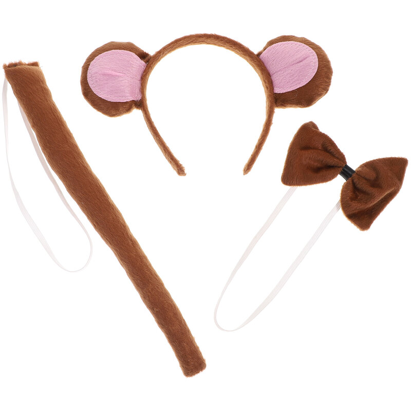 Juego de diadema con diseño de mono, accesorios para fiesta de disfraces de Halloween, diadema con cola de lazo, 2023