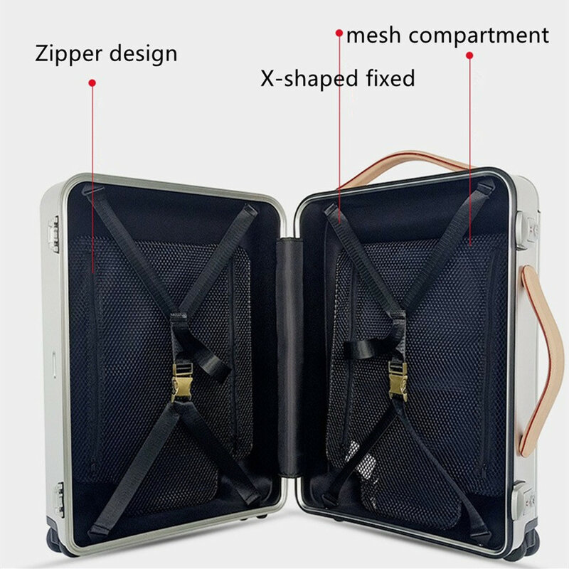 Valigia da 20 pollici per Trolley da lavoro valigia per disinfezione UV scatola da viaggio in lega di magnesio in alluminio borsa da imbarco con timone largo TSA Lock 4