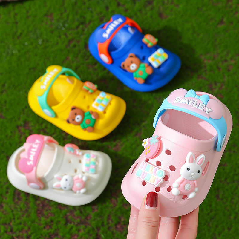 Children Baby Shoes for Boys Girls New Cute Cartoons Kids Mules Clogs Summer Soft Sole Garden Beach Slippers Sandals Cave Hole