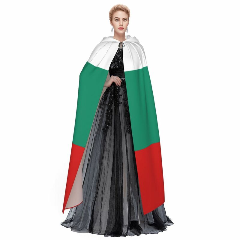 Bulgaria Flag Hooded Cloak Polyester Unisex Witch Cape Costume Accessory