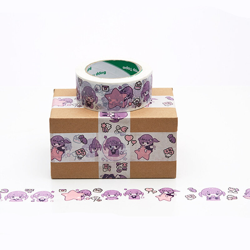 4.5cm x 100M BOPP Seal Tapes Purple Plastic Tape Logistics Express Packing Tape Girls Gift Decorative Stickers Business Tape