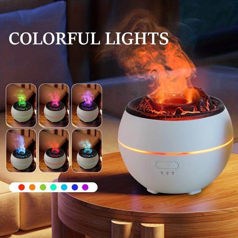 New style 360ml 7 colors fire flame Cool Mist humidifier Aroma Essential Oil h2o USB air Diffuser Volcano humidifier