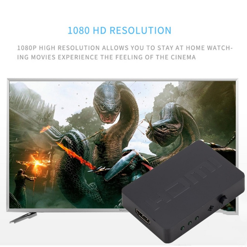 3 Port HDMI-compatible Splitter Hub Box Auto Switch Remote Control 3 In 1 Out Switcher Hd 1080P For Hdtv Xbox360 Ps3