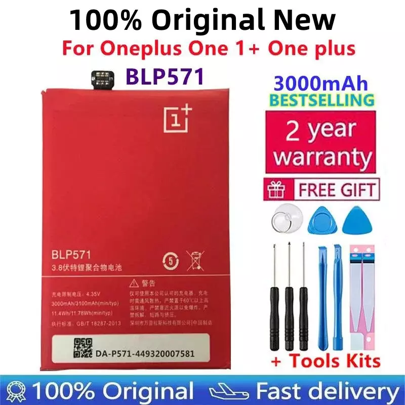 Batería BLP571 Original para Oneplus 1 One Plus 1, batería de iones de litio de alta capacidad, 3000mAh, batería de repuesto para teléfono móvil