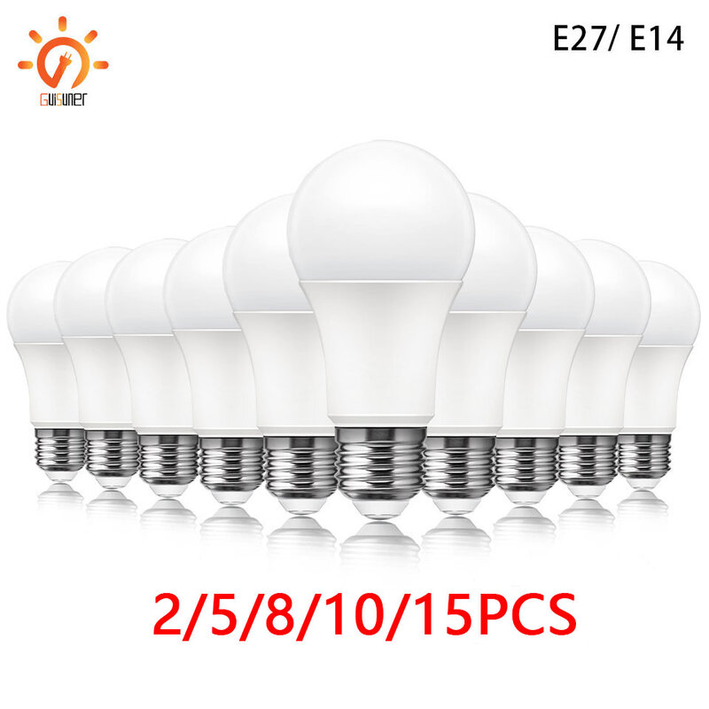 2-15Pcs Led Lamp Lampen AE27 B22 AC220V Licht Real Power 3W-20W 3000K/4000K/6000K Super Bright Warm Wit Licht Lampada Voor Thuis