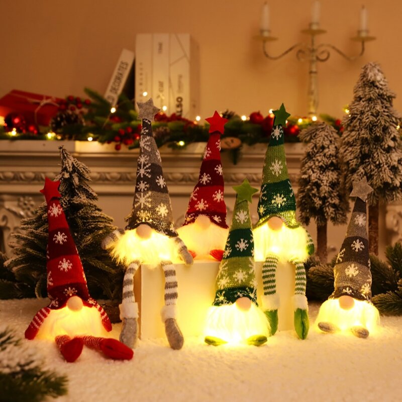 Gnome brilhante Natal Faceless boneca, decoração de casa, presente de ano novo, Feliz Natal, 6 estilos