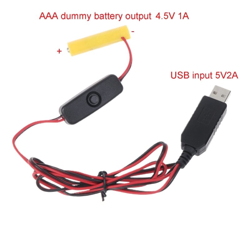 USB 4.5V AAA LR03 เครื่องกำจัดแบตเตอรี่แหล่งจ่ายไฟอะแดปเตอร์แทนที่แบตเตอรี่ AAA 3 ก้อนสำหรับไฟ LED ของเล่นไฮโกรมิเตอร์