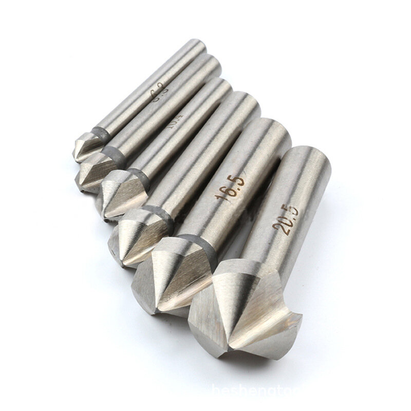 6Pcs 3 Flutes 90 Degree HSS Chamfering Cutter Woodworking Milling Cutter Countersink Drill Bit Hole Opener Set 6.3-20.5mm