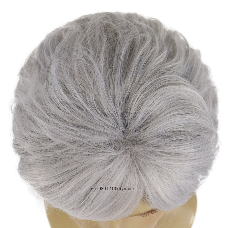 Peruki Ombre Grey dla mężczyzn syntetyczne włosy krótkie peruka z grzywką Gradient staruszek naturalne fryzury codzienne Cosplay na co dzień