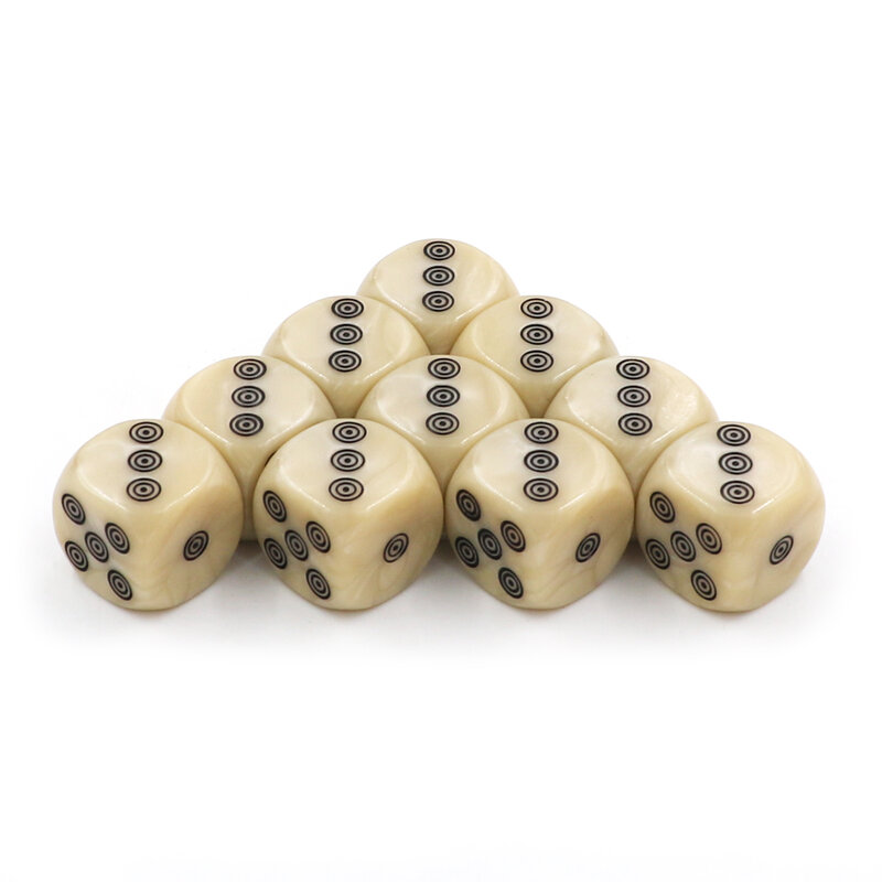 Dados de marfil acrílico con bolsa D6 para juego de mesa, cubos redondos de fiesta de entretenimiento, accesorios de Mahjong, 10/20 piezas, 16mm