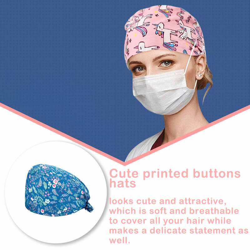 조롱박 모자 간호사 내구성 순색, 칙칙한 광택제 프린트, 다양한 색상, 스웨트 밴드, 작업 유니폼, 수술 모자, L13