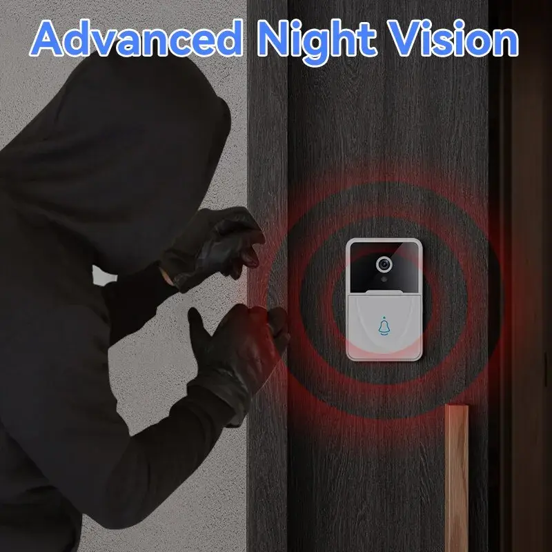 Tuya bel pintu Video WiFi, bel pintu Visual nirkabel WiFi dapat diisi ulang dengan baterai kamera HD PIR deteksi gerakan