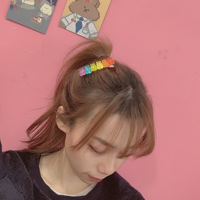 2022 novo estilo coreano doce cor geléia urso grampos de cabelo para meninas barrette headwear hairpins moda acessórios para o cabelo