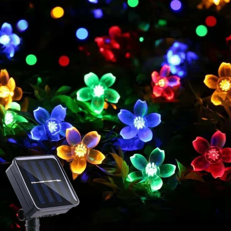Luces LED solares de colores para exteriores, cadena de luces impermeables, ambiente de jardín, lámpara de decoración navideña para jardín