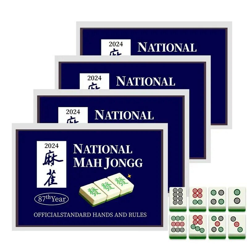 ไพ่นกกระจอก2024พิมพ์ขนาดใหญ่การ์ด National mAh jongg League 4ชิ้นมาตรฐานอย่างเป็นทางการมือและกฎไพ่นกกระจอกขนาดใหญ่