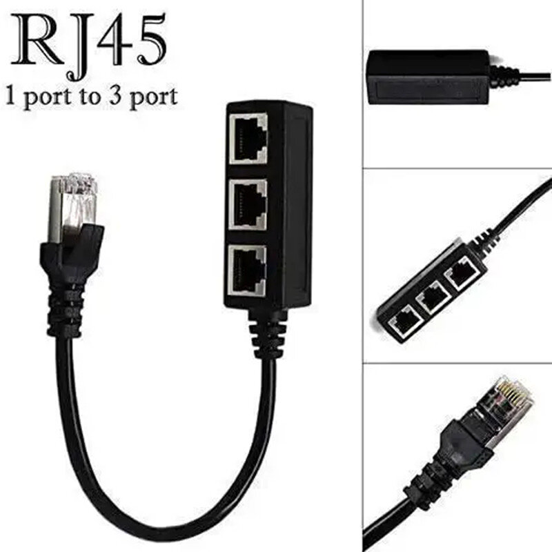 RJ45 Ethernet Splitter Cable 1 Male to 3 Female LAN Ethernet Splitter for Cat5 Cat6 LAN Ethernet Socket Connector Adapter