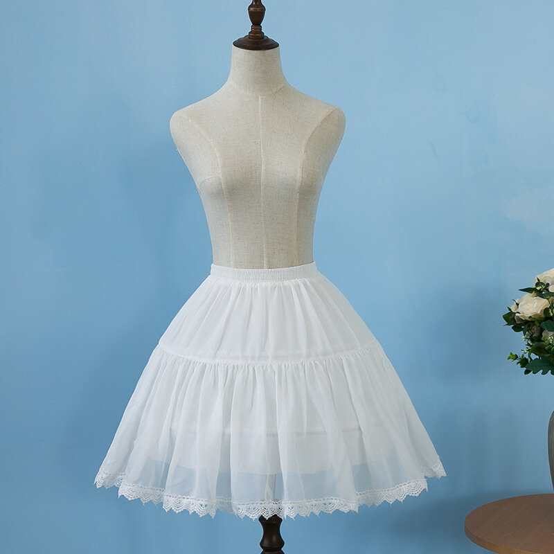 Rok dalam Crinoline renda rok Hoop, Gaun rangka rok putih 2024 dapat disesuaikan